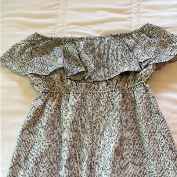 She + Sky Gray Boho Ruffled Collar Halter Jumpsuit Sz L Wide Leg Beachy Casual - Picture 10 of 10